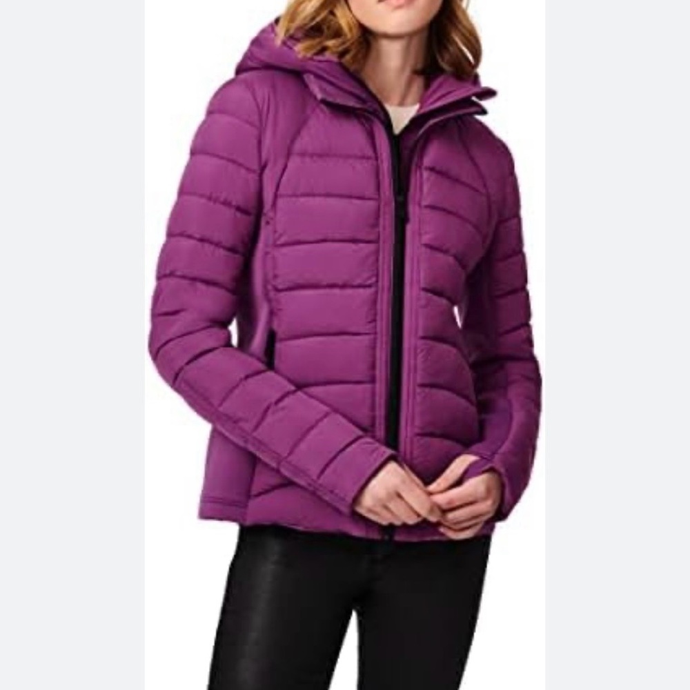 Bernardo Wood Violet Packable Hooded Puffer Jacket